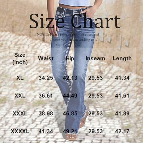 fanmpghleoo Straight Leg Jeans for Women Mid Rise Western Bootcut Jeans Stretchy Slim Denim Pants Casual Petite Cowgirl Pants4