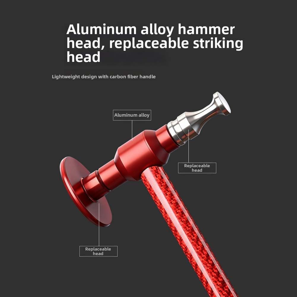 Martillo profesional de reparación de abolladuras de fibra de carbono, 20 cabezales de aleación incluidos, herramienta de aluminio para reparación de daños por granizo de coche