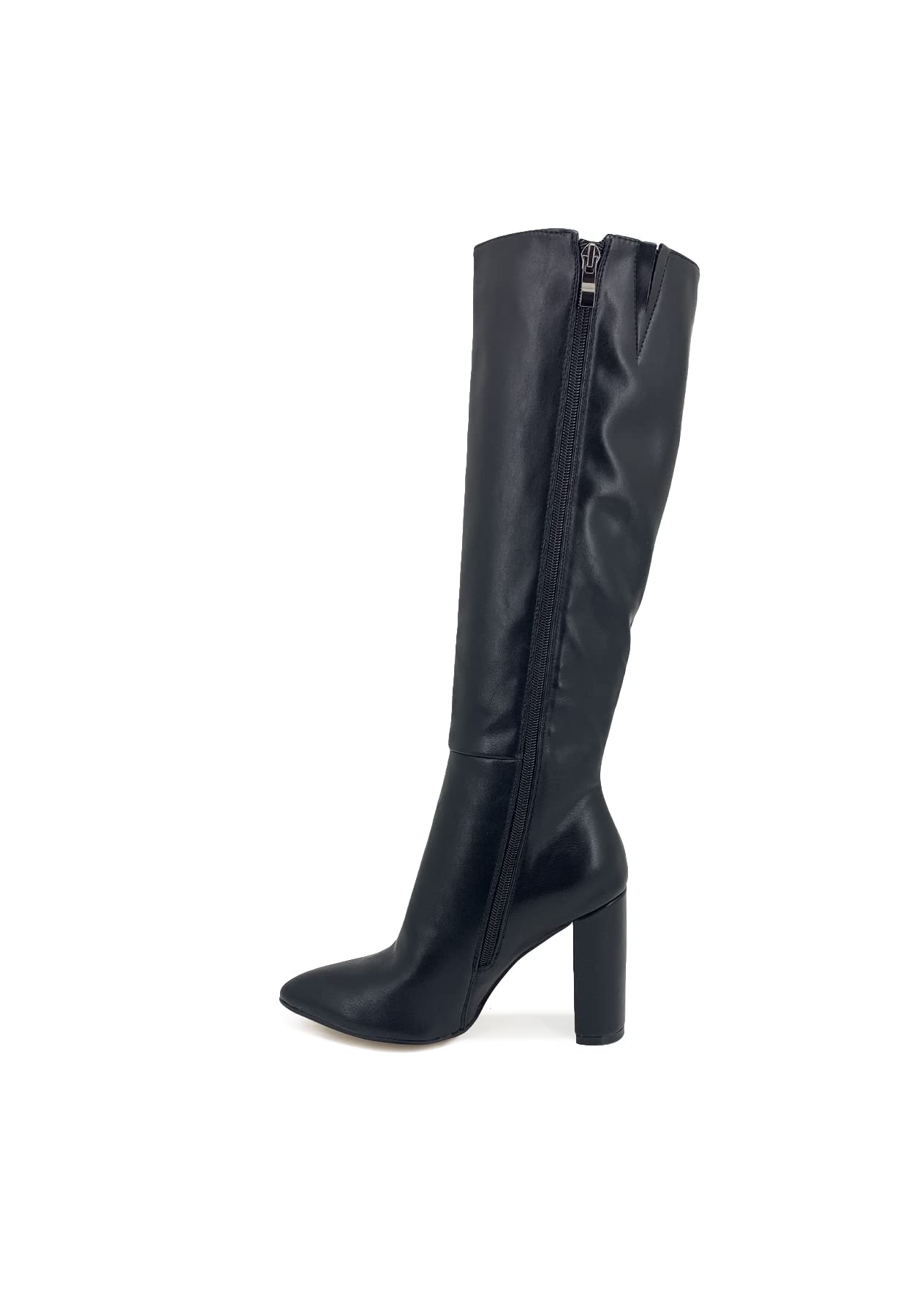 QUEEN HELENA Stivali Alti con Tacco Largo Medio Zip Laterale a Punta Chiusa Casual Eleganti Donna K2031