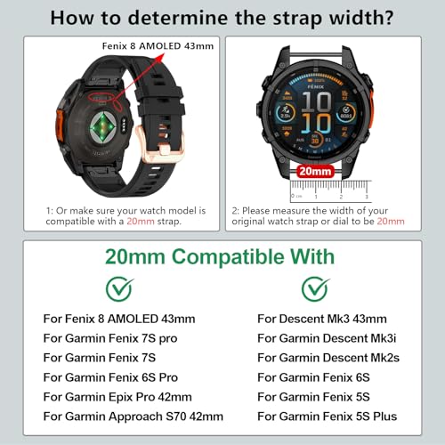 Correa de silicona suave 20mm compatible Garmin Fenix miniatura 2