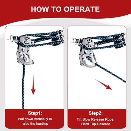 Hardtop Anti-Fall Removal Lift for Jeep Wrangler JL, JK, TJ, and Other Models with Hardtops | Idle Items, Kayak & Attic Hoist | Supports 8-16 ft Ceilings, Comes with 6 T-Knobs, Single-Person Operation