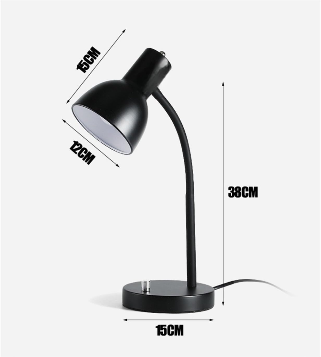 Lampy Biurkowe Pielęgnacji Regulowana Lampa Na Gęsiej Szyi Z Podstawą Kutego Żelaza I Obrotowym Przełącznikiem Lampa Nauki Oczu(Black)