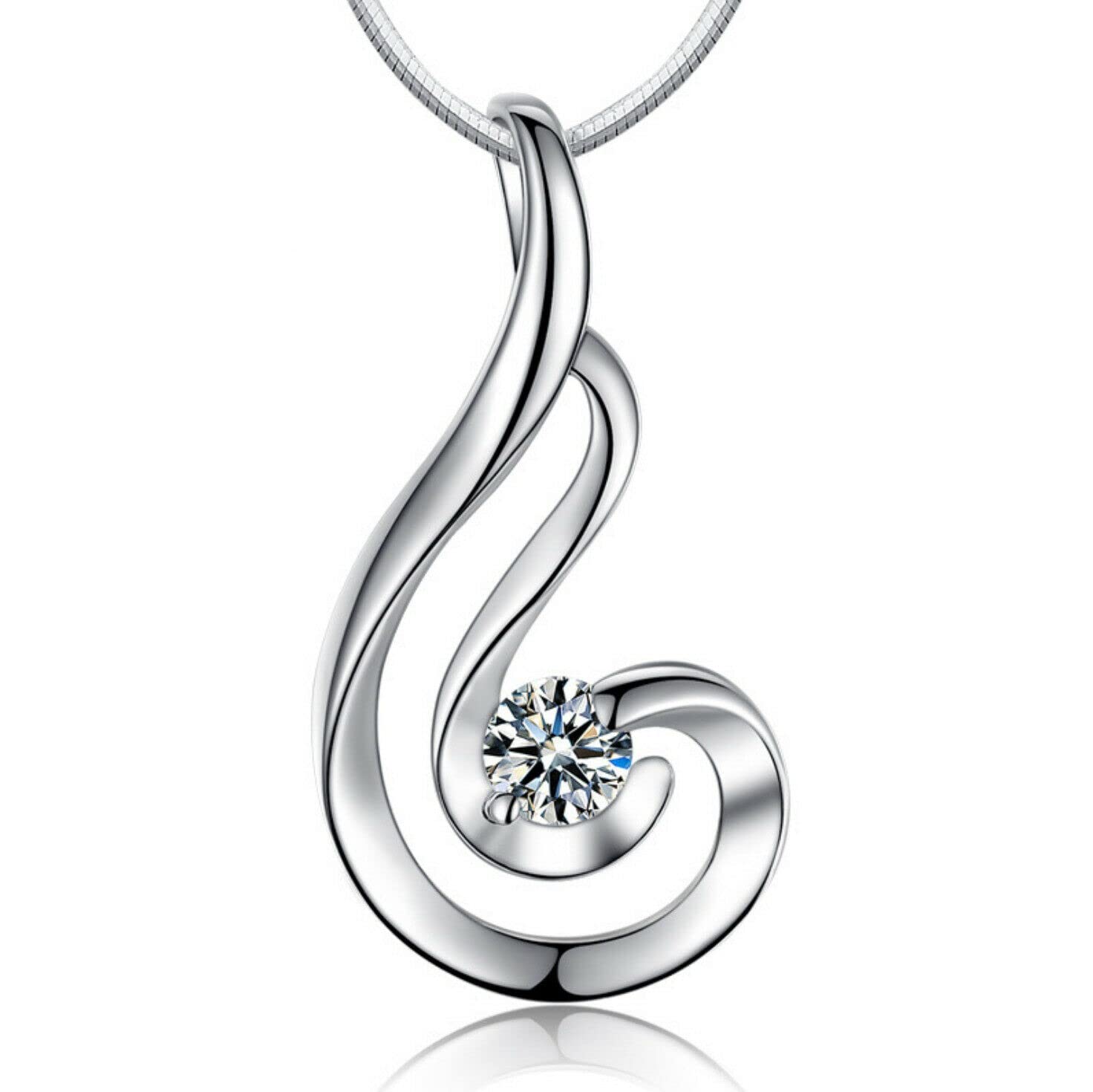 Bling Queen Womens Silver Plated Pendant Necklace Studded With Cubic Zirconia, Silver Chain Necklace For Women With Pendant, Elegant Necklace Jewellery Collections, Trendy Women Necklace(Silver) (B09LVLZ392) Amazon Price History, Amazon Price Tracker
