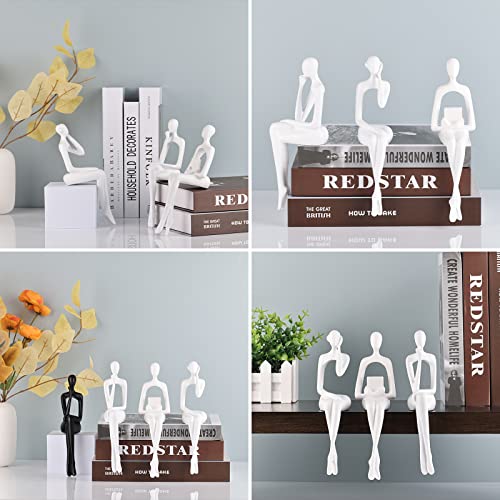 Estatua abstracta pensador resina blanca decorativa moderna miniatura 5