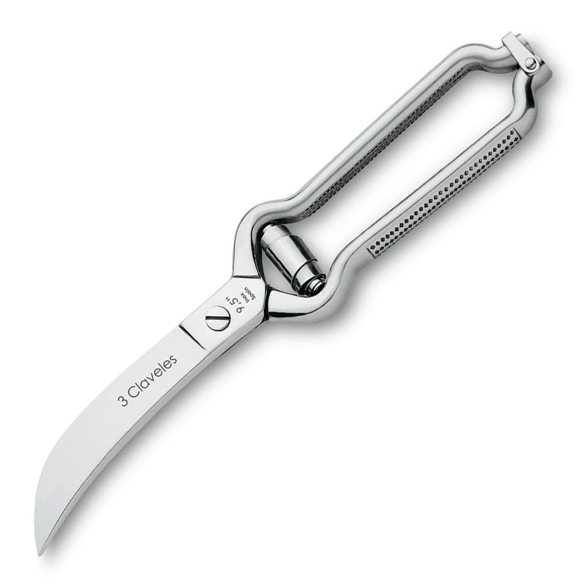 3Claveles 434 - Tijera trincha aves de 9.5 pulgadas, inox, con cierre de seguridad