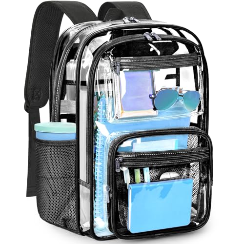 ZORFIN Large 31L Clear Backpack - Heavy-Duty Transparent Bag with Reinforced Straps for School and Work