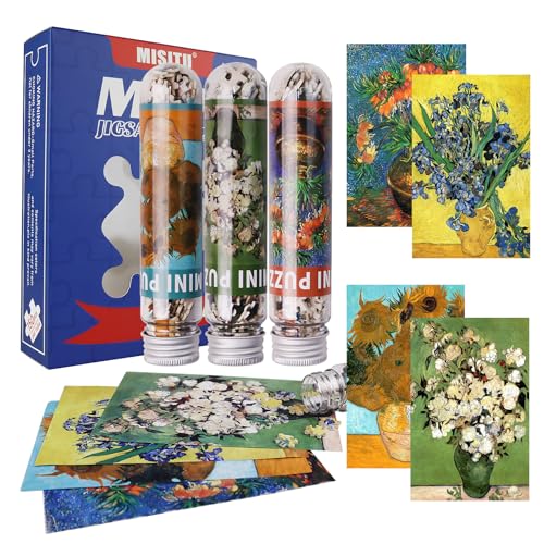 MISITU Mini Rompecabezas de 150 Piezas para Adultos, Juego Portátil de 4 Puzzles con Tema Floral miniatura 1