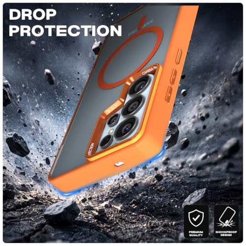 Image of Pikkme Back Cover for Samsung S26 Ultra 5G | Shockproof | Mag-Safe Compatible | Hard Transparent Back | Premium Raised Camera Protection | Bumper Case (Orange Mag-Safe)