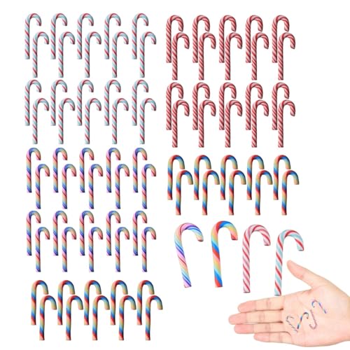 80 Stück Weihnachtsdeko Zuckerstangen Mini Anhänger 4 Stile 3cm...