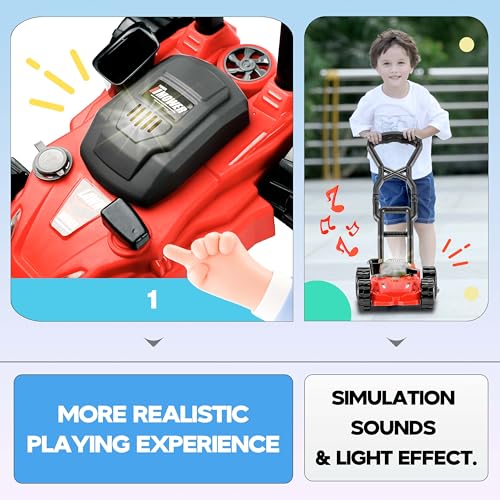 BELLOCHIDDO Kids Lawn Mower - Pretend Play Series Outdoor Push Toy with Light & Sound - Toddler Outdoor Toy, Tool for Kids, Preschool Gift for Boys and Girls