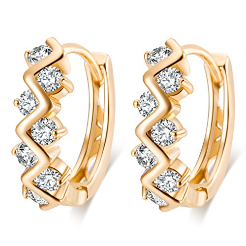 YAZILIND 18 k chapado en oro mujer joyer¨ªa exquisita ronda pendientes aro abrazos para mujeres cubic zirconia cristal joyas de la boda