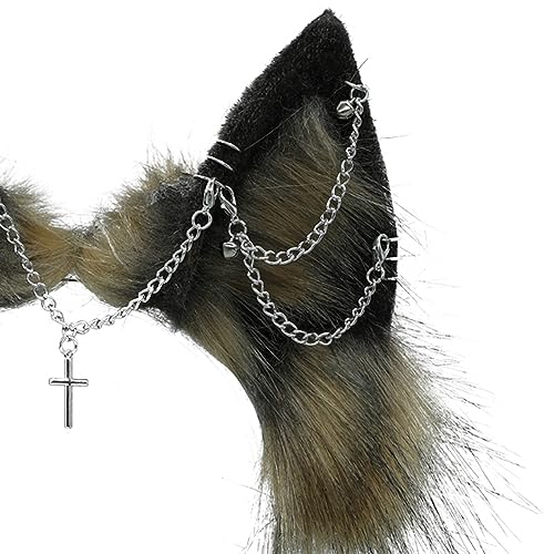 Image of VIGVAN Handmade Wolf Fox Ears Animal Cosplay Cute Head Accessories for Halloween