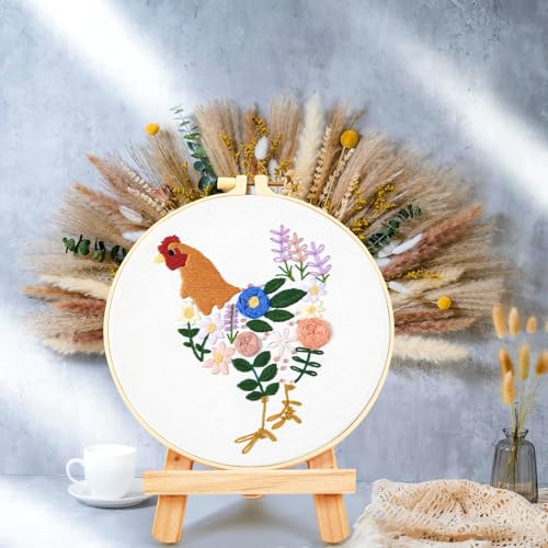 Image of Crafmanoe Hand Embroidery Kits for Beginners Adults, Floral Stamped Cross Stitch Kits for Beginners Adults, Funny Embroidery Set Needlepoint Starter Kits, Embroidery Hoops, Fabric and Video Tutorial
