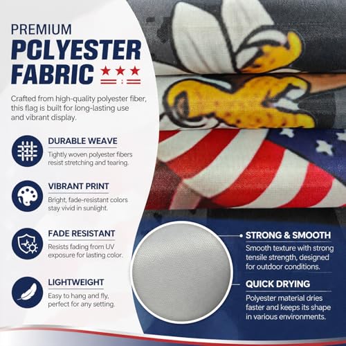 Hypoth Double Sided USA 250th Anniversary Flag 3x5 FT - Heavy Duty 3-Ply Polyester Bald Eagle 1776-2026 250 Years of Freedom Patriotic Banner for Outside - Vintage Distressed with 2 Brass Grommets by Hypoth - Used condition - Image 6