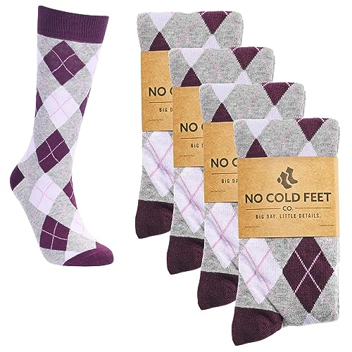 Fun Purple Colorful Novelty Socks for Men for Dress Casual Formal Groomsmen Wedding, 4 Pack