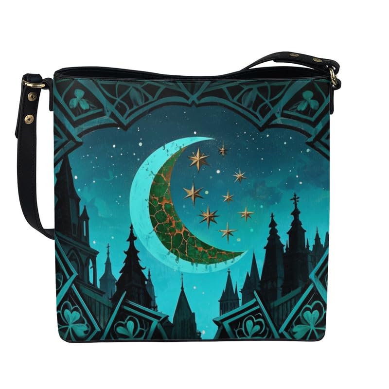 Leather Handbags for Women Painting Owls PU Leather Bucket Bag, Folk Birds Floral Women's Leather Tote Bag for Work2