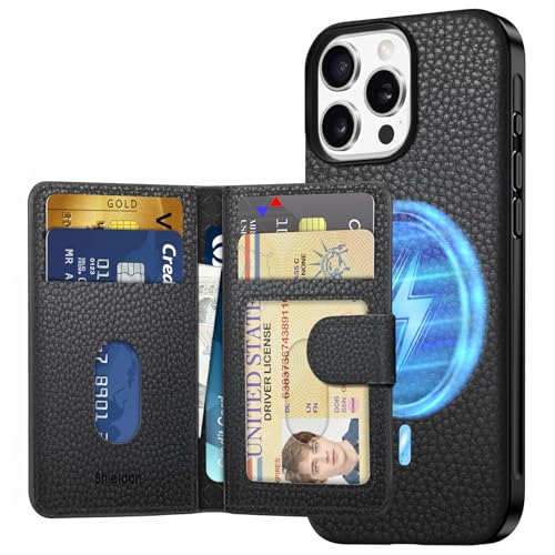 Coque Portefeuille iPhone 16 Pro Max Cuir Véritable pour Éviter le Piratage RFID