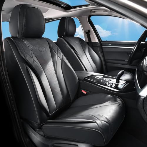 Image of Coverado Front Seat Covers, Automotive Seat Covers Front Seats, 2 Pack Waterproof Seat Covers Universal Fit for Most Cars SUV Trucks (Front, Black)