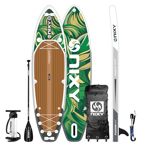 NIXY Newport 10’6” Inflatable Paddle Board | High-Performance, Durable, and Lightweight SUP for All Skill Levels with Welded Seams and 300 lbs. Capacity (Maui)