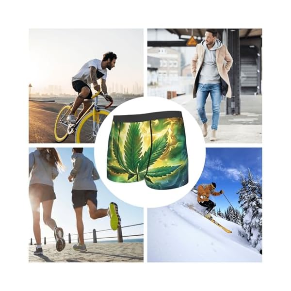 Cannabis Leaf Marijuana Psychedelic Fire Green Yellow Men'S Boxer Briefs Cool Underwear For Men Soft Comfortable