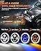 MGLLIGHT 7 Inch LED Headlights with Blue Halo Ring Amber Turn Signal Wrangler Headlights High/Low Sealed Beam Projector Compatible with JK LJ CJ TJ H6024 LED Headlamps, 2PCS Blue