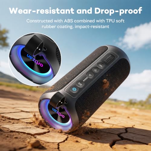 Image of Ortizan Portable Bluetooth Speaker Wireless (2nd Gen), 40W Loud Sound and Deep Bass, 30 Hours Playtime, IPX7 Waterproof, TWS for 2 Speakers Pairing for Shower, Outdoor, Electronics Gift (Black)