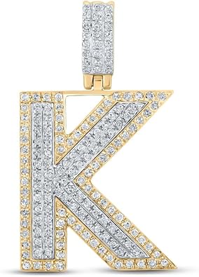 Jewels By Lux 10K Two-tone Gold Mens Round Diamond Initial Letter Pendant