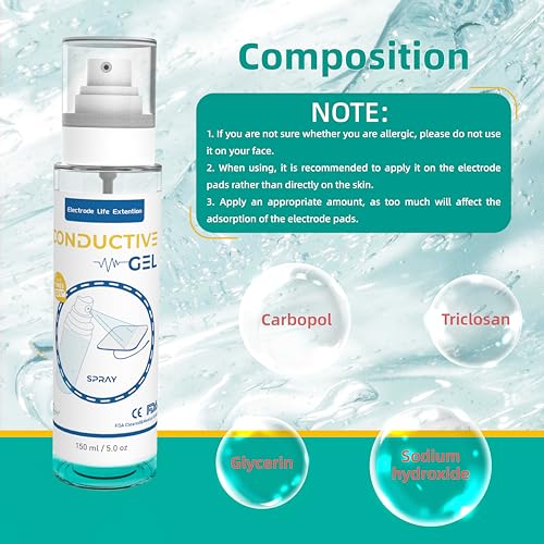 ReaJoy Conductive Gel Spray for Tens Pads, Extend The Life of Your Depleted Electrode Pads of Your Tens and EMS Units (150 ML/5 OZ)