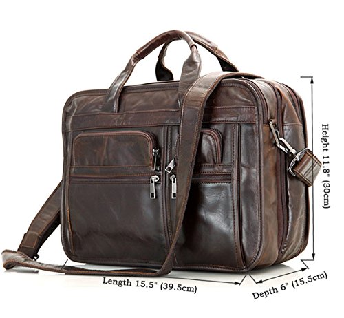 Berchirly Genuine Leather 15inch Expandable Laptop Computer Business Briefcase Bags Cowhide Handbag Case - Thumbnail 7