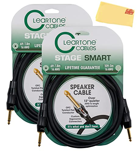 ClearTone Stage Smart Speaker Cable 6 ft- 2-Pack Bundle with Austin Bazaar Polishing Cloth