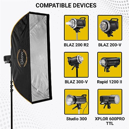Glow Ez Lock 16X48 Quick Strip Rectangular Bowensmount Softbox With External And Internal Diffusers, Deflector Disk, Eggcreate Grid, Soft Box Speedring Adapter For Studio Speedlight Softbox Lighting #TOP3