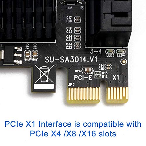 QNINE SATA Card 4 Port with 4 SATA Cables, 6 Gbps SATA Controller PCI Express Expression Card with Low Profile Bracket, Boot as System Disk, Support 4 SATA 3.0 Devices