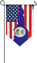Vintage America Belize Belizean Half Flag Triangle Garden Flags 12X18.5 inch Double Sided Vertical Banners for Lawn Patio Yard Outside Decorations