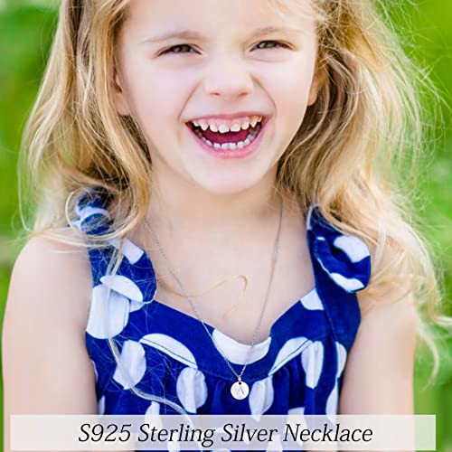 Sterling Silver Initial Necklaces For Women Girls, S925 Sterling Silver Dainty Disc Pendant K Letter Necklace Girls Jewelry Double Side Engraved Hammered Initial Necklaces For Teen Girls Gifts #TOP19