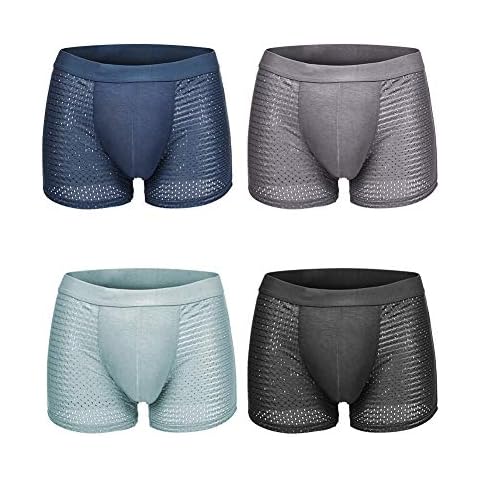 Pulchram 4 Pack Soft Men Underwear Briefs, Mesh Breathable Seamless Men's Boxer Shorts Ice Silk Boxer Briefs, Multicoloured, EU-M Cover