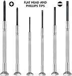 6Pcs Mini Screwdriver Set, Eyeglass Repair Screwdriver, Precision Repair Tool Kit with 6 Different Size Flathead Ideal for Watch, Jewelers (1 Pack)