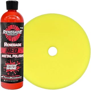 Renegade Quick Metal Refinishing Bundle – Red Liquid Metal Polish & Yellow Foam Pad – Easy DA Polisher Kit for Aluminum & Stainless Steel
