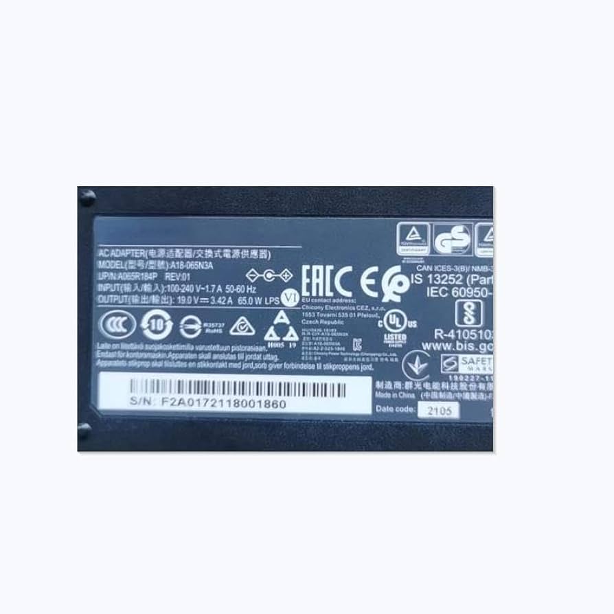 Amazon.com: aoluiwlis Genuine Chicony A18-065N3A 19V 3.42A 65W 5.5