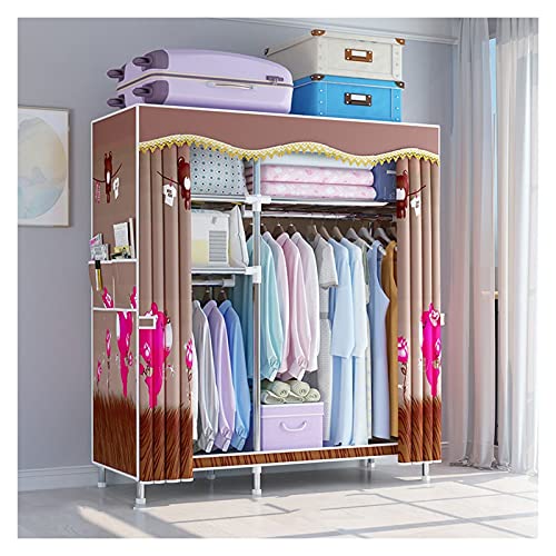 XIAOSAKU Foldable Closets Wardrobe Foldable Fabric Bedroom Clothes Organizer Bold Steel Frame Cloth Wardrobe Clothing Closet for Home Furniture（Brown） for Bedroom, Cloakroom (Size : 123x45x170cm)