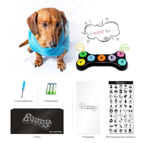 ANLIKY Botões de comunicação para cães, conjunto de 7 botões falantes graváveis com adesivos de cena
