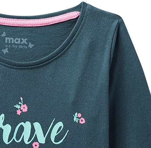 Image of Max Girls Typographic Print Round Neck T-Shirt