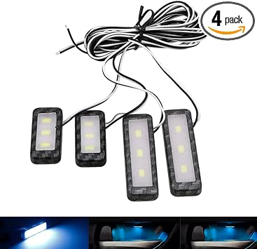YSY 4Pcs Car Led Decorative Lights Inner Handle Door Bowl Romantic Atmosphere Auto Interior Lamp Universal Armrest Storage Box Light ICE blue