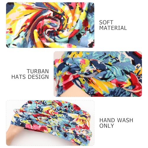Image of DRESHOW Turban Pre-Tied Twisted Hat Thread African Head Wraps for Black Women Chemo Cancer Cap Braid Hair Cover
