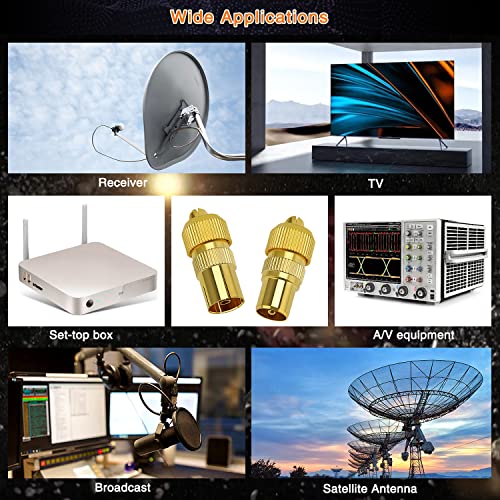 KUOQIY 10 PCS Metal TV Aerial Coaxial Plug, 5 Male & 5 Female TV Aerial Coaxial Cable Connector Adaptor, Gold-Plated - Image 5