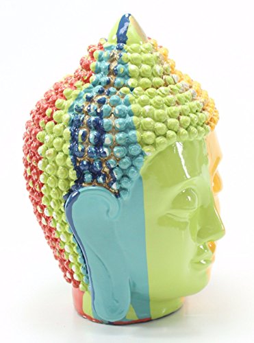 We Pay Your Sales Tax Buddha Under The Rainbow 6.5"(H) Colorful Shakyamuni Meditating Buddha Head Figurines Peace Luck Prosperity Statues India Home Decor Housewarming Gift Thai G16534 #TOP2