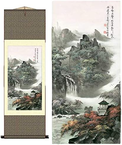 Grace Art Asian Wall Scroll, Autumn Mountain River