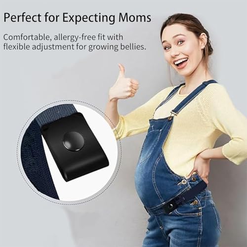 2 PCS No Buckle Elastic Belt for Men and Women, Invisible Buckle-Free Stretch Belt with Adjustable Fit, Comfortable Waistband for Jeans, Pants, Travel, and Daily Wear Blue4