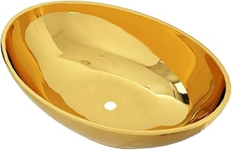 vidaXL Lavabo Sanitario Baño Servicio Casa Fregadero Piezas de Fontanería Bricolaje Instalación Decoración Aseo Grifería 45x33x13.5 cm Cerámica Dorado