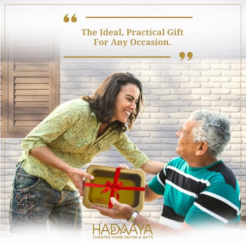 hadaaya Gold Metal Tin Box With Clear Lid, Multipurpose Tin Box, Valentines Day Gifting Tin Box for Gift Giving, Cookies, Stationery & More - 7.25 x 5.25 x 2.25 Inches