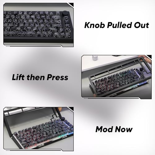 Image of M1 V5 Aluminum Mechanical Keyboard 75% Topographic Theme Quick Release Gaming Keyboard with Knob, 8000 mAH RGB Hot-swappable White Custom Keyboard with Side-printed Keycaps Pre lubed Piano Switch